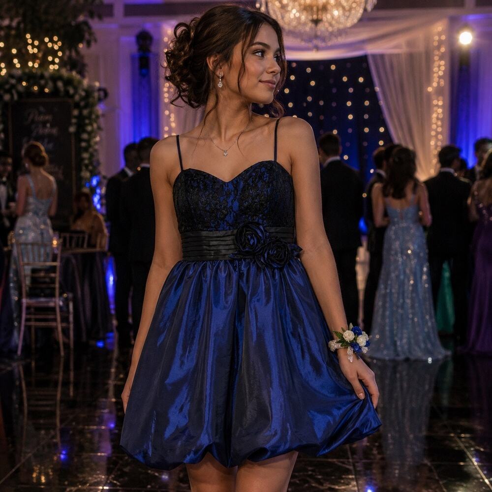 London Times Spagetti Strap Blue Sz 8 Prom Dress